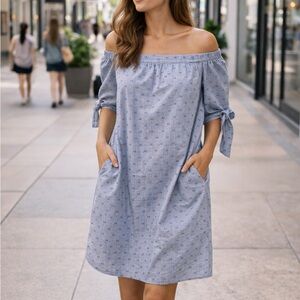 BCBGMaxAzria Striped Blue and White Dress